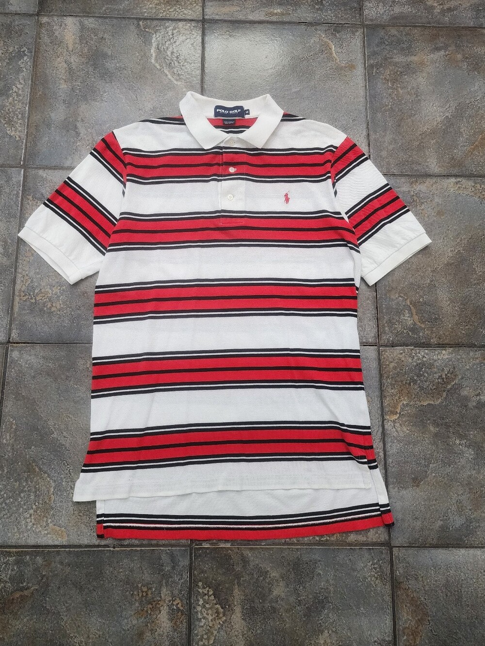 Vintage Y2K Polo Golf Ralph Lauren Men's Medium Striped Short Sleeve Polo Shirt
